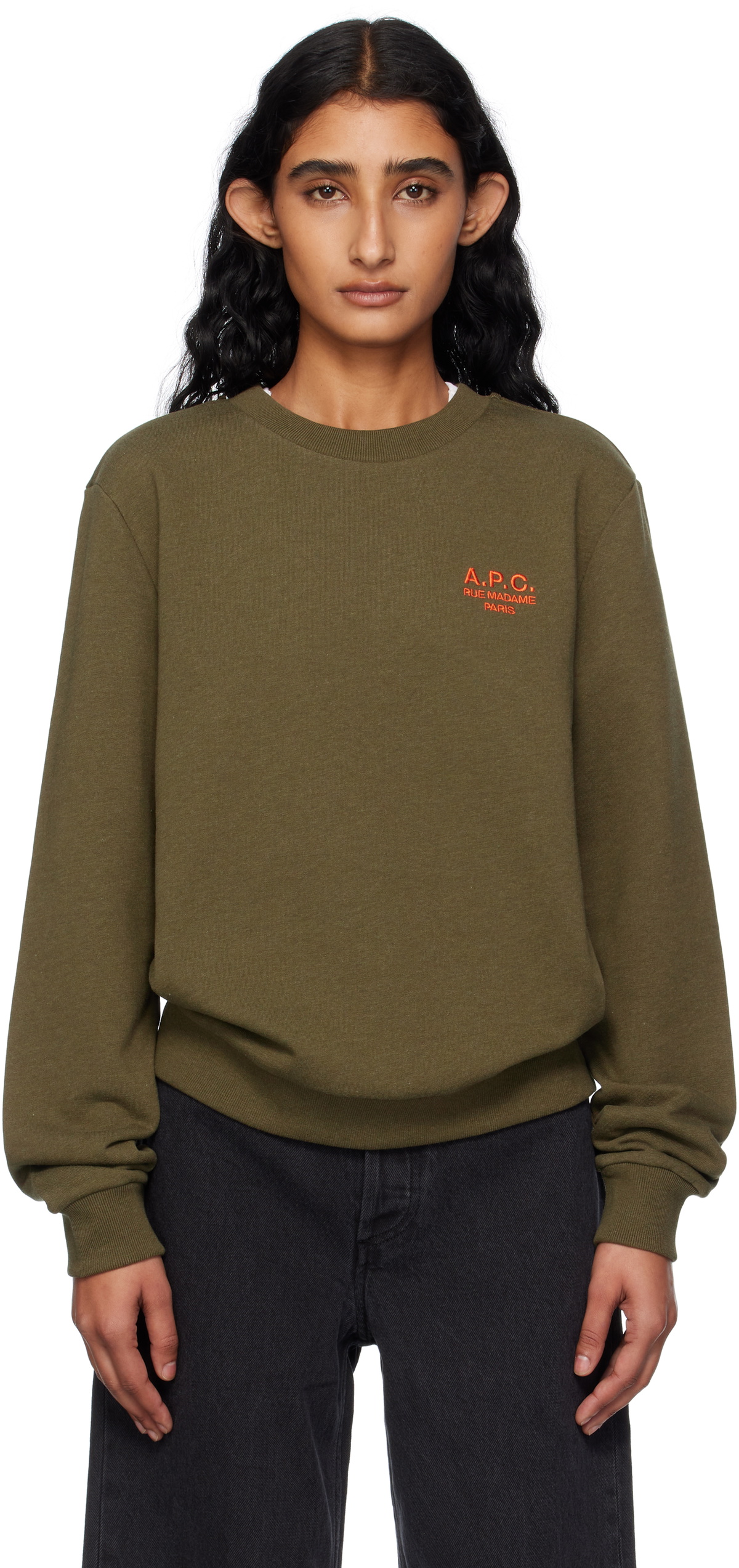 A.P.C. Khaki Standard 'Rue Madame' Sweatshirt