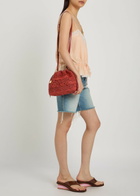 Chloe Summer Banana Leather and Raffia Cross-body Pouch - Red - One Size