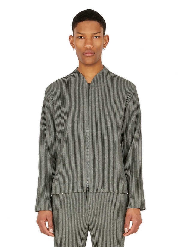 Photo: Lightweight Plissé Zip-Up Sweatshirt in Grey