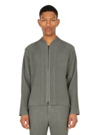 Lightweight Plissé Zip-Up Sweatshirt in Grey