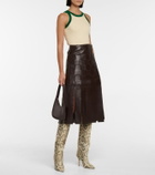 Dodo Bar Or Fringe-trimmed woven leather midi skirt