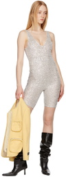 Pushbutton Silver Sleeveless Jumpsuit