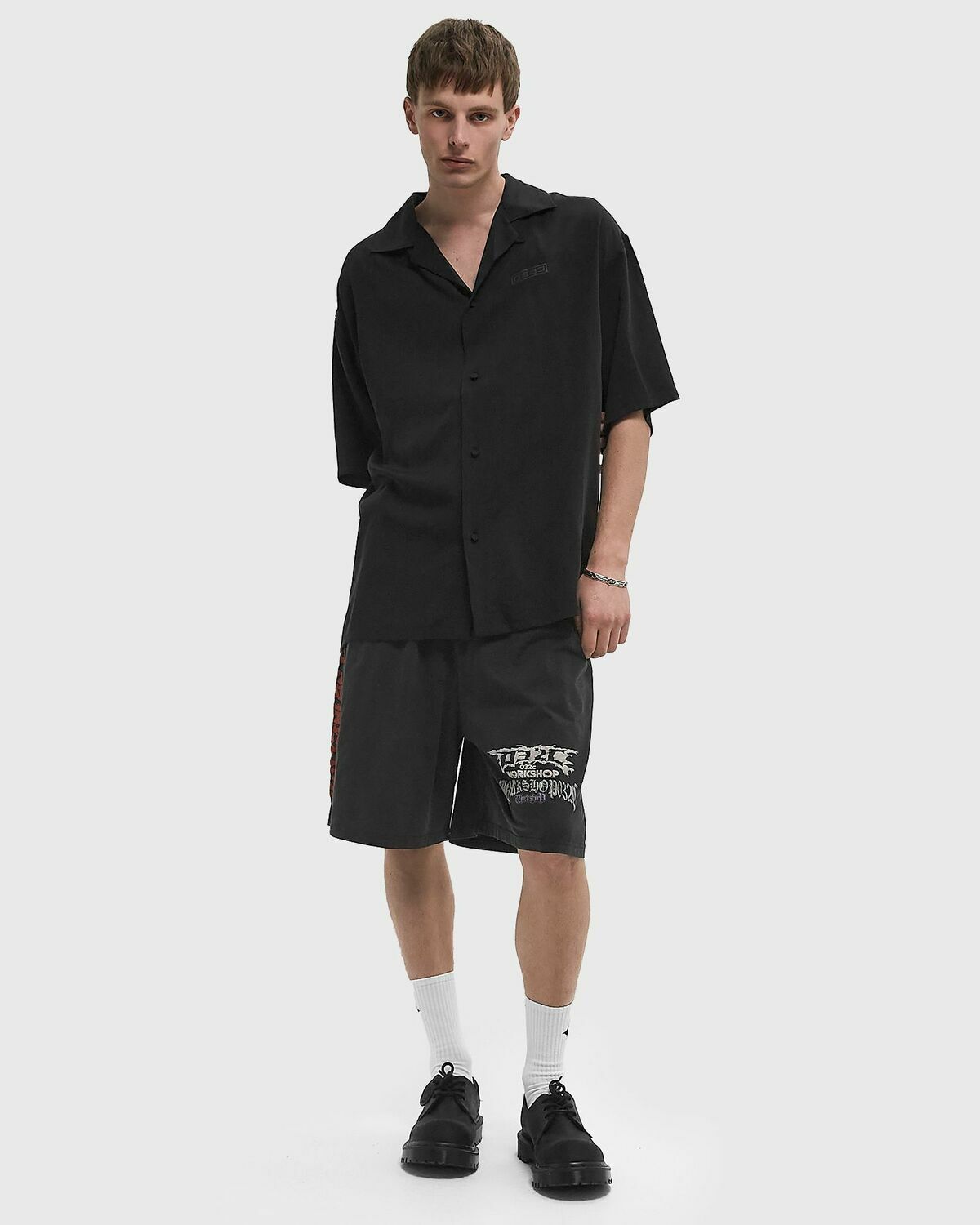 032c 111 BOWLING SHIRT Black Mens Shortsleefe