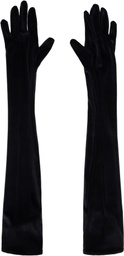 Mugler Black Velour Gloves