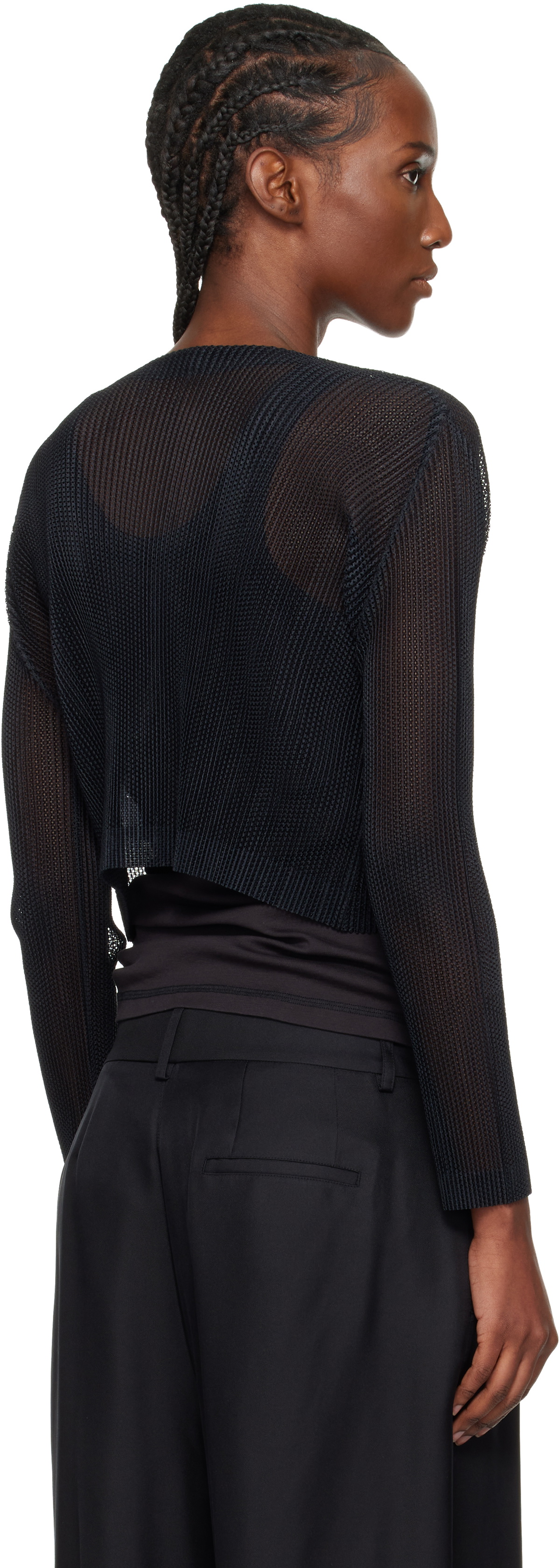 PLEATS PLEASE ISSEY MIYAKE Black Tatami April Cardigan
