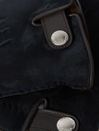 Brunello Cucinelli - Leather-Trimmed Suede Gloves - Blue