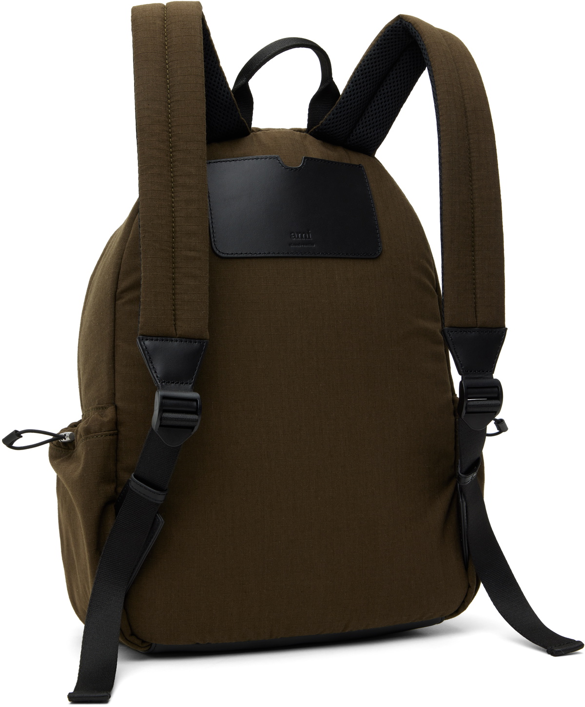 AMI Paris Khaki Canvas Ami de Coeur Backpack