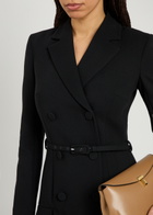 Emilia Wickstead Chaney Belted Wool Midi Dress Black