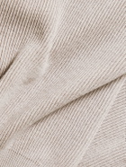 Brunello Cucinelli - Slim-Fit Ribbed Cotton Hoodie - Neutrals