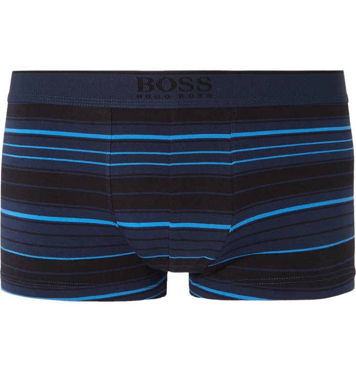 Photo: Hugo Boss - Striped Organic Stretch-Cotton Boxer Briefs - Blue