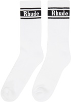 Rhude White & Black Stripe Logo Socks