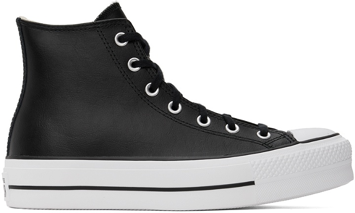 Photo: Converse Black Chuck Taylor All Star Lift Leather High Top Sneakers