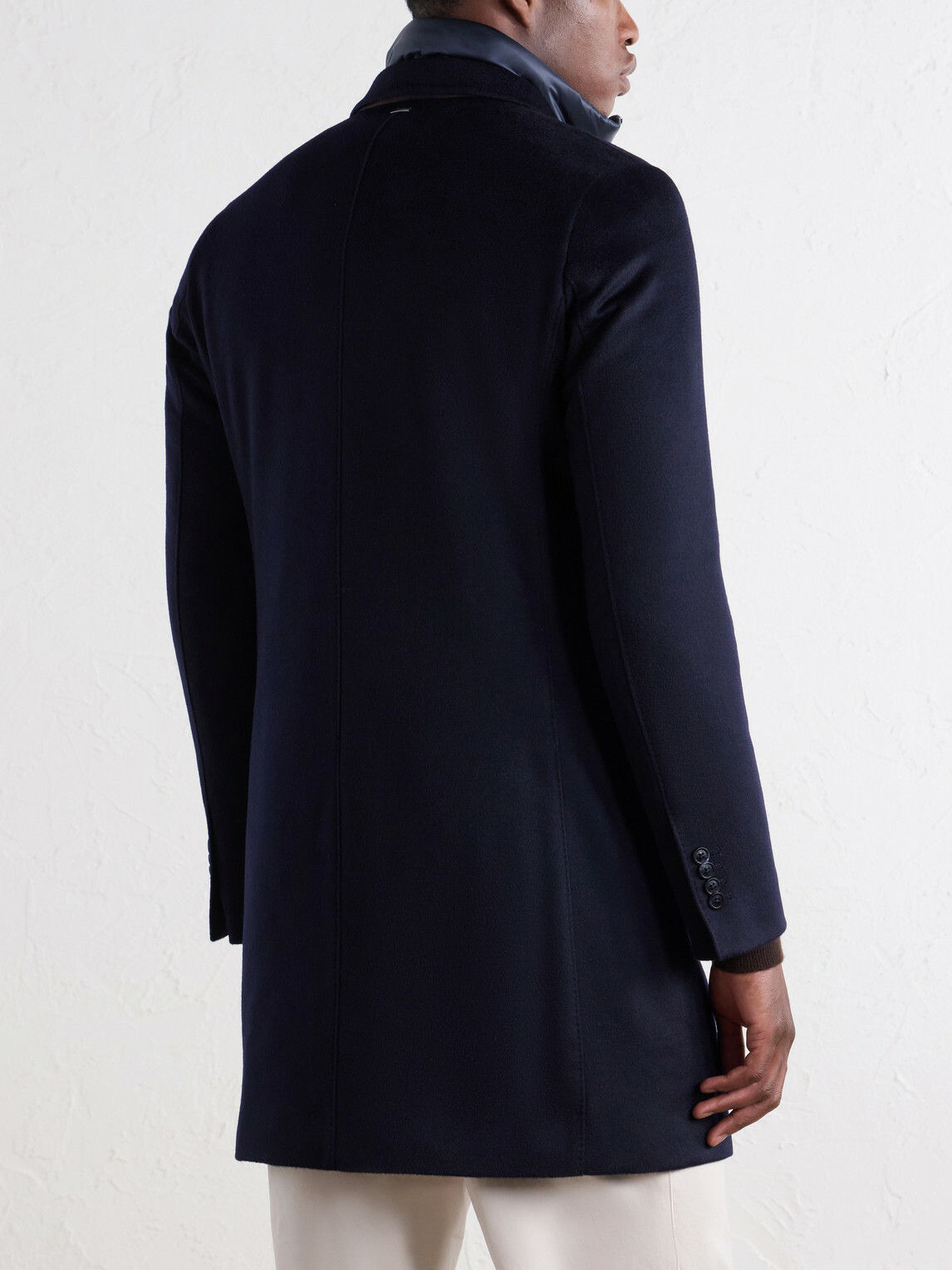Herno - Detachable Shell-Lined Woven-Cashmere Coat - Blue