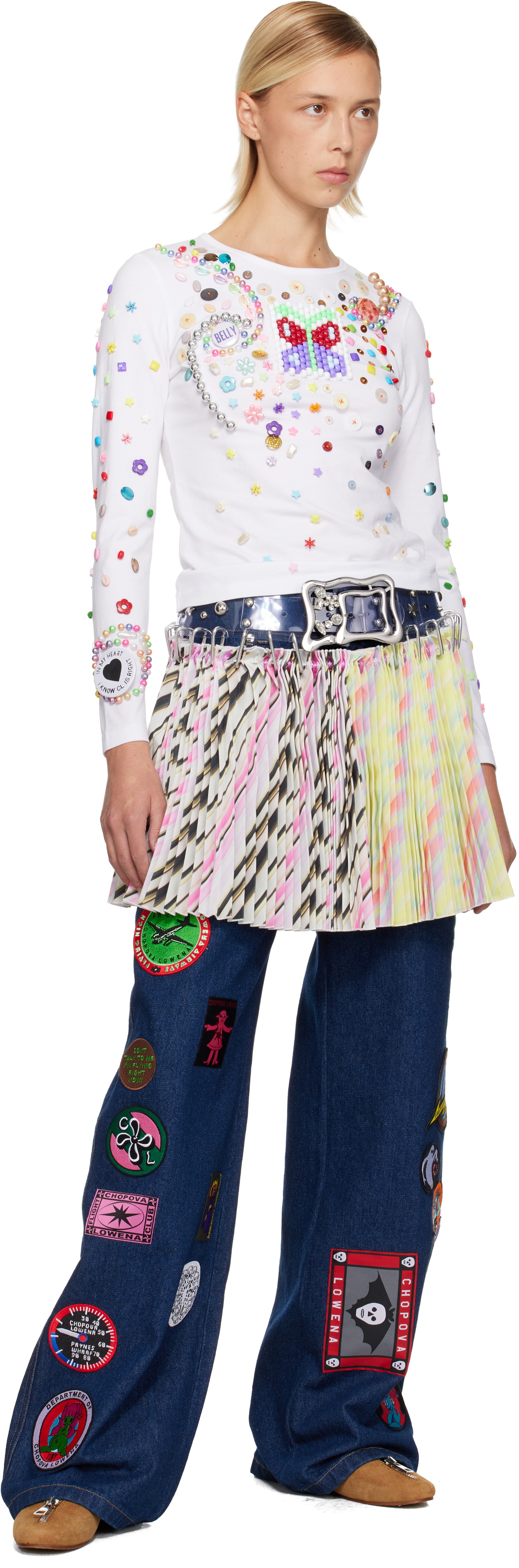 Chopova Lowena Multicolor Strobe Carabiner Miniskirt