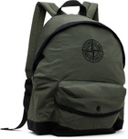 Stone Island Junior Kids Khaki Nylon Metal In Econyl Backpack