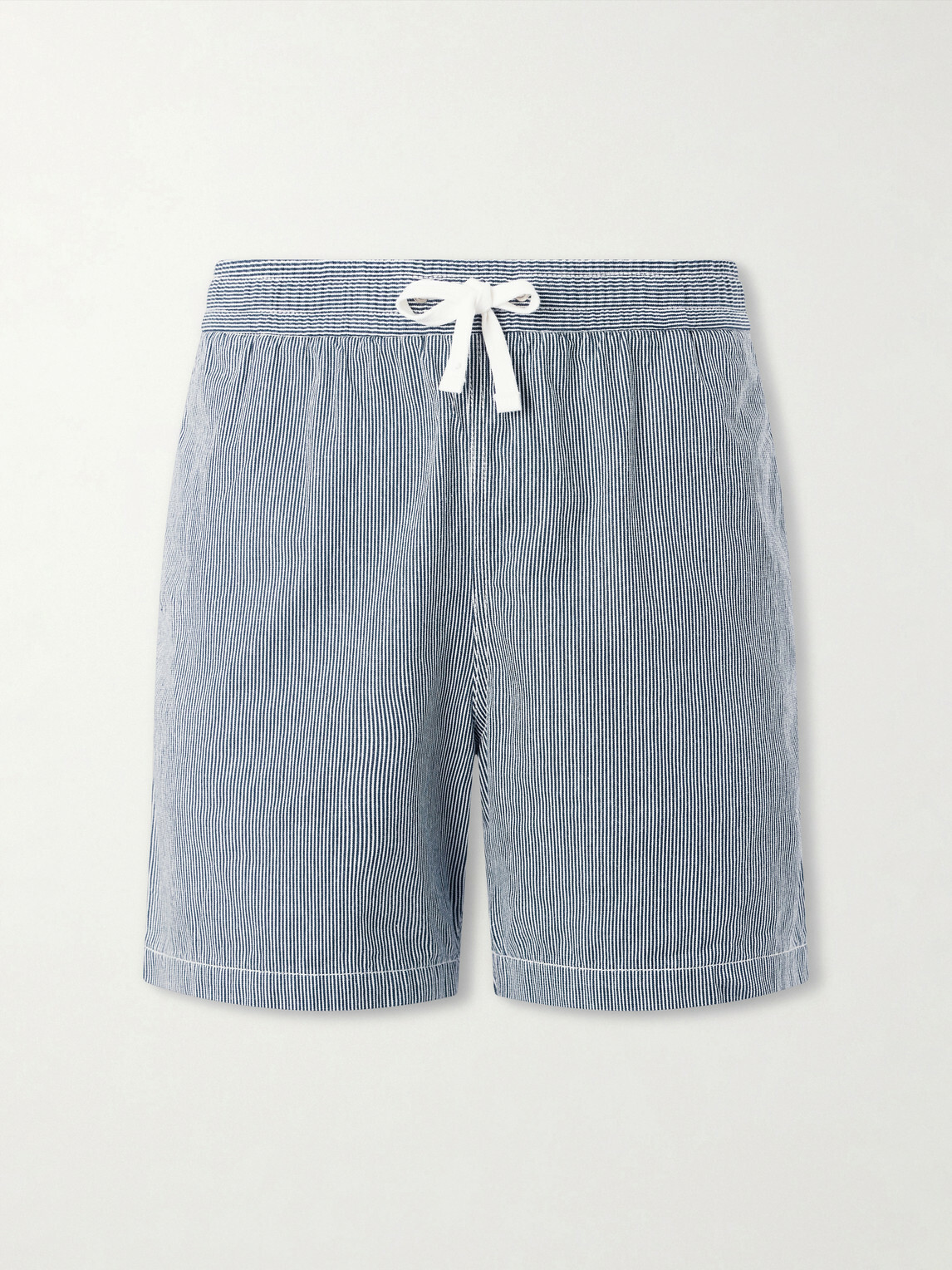 Drake's - Straight-Leg Striped Cotton Drawstring Shorts - Blue