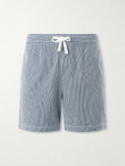 Drake's - Straight-Leg Striped Cotton Drawstring Shorts - Blue