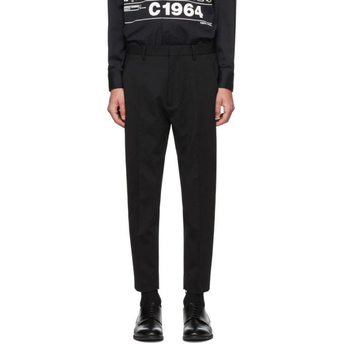 Photo: Dsquared2 Black Wool Tropical Techno Trousers