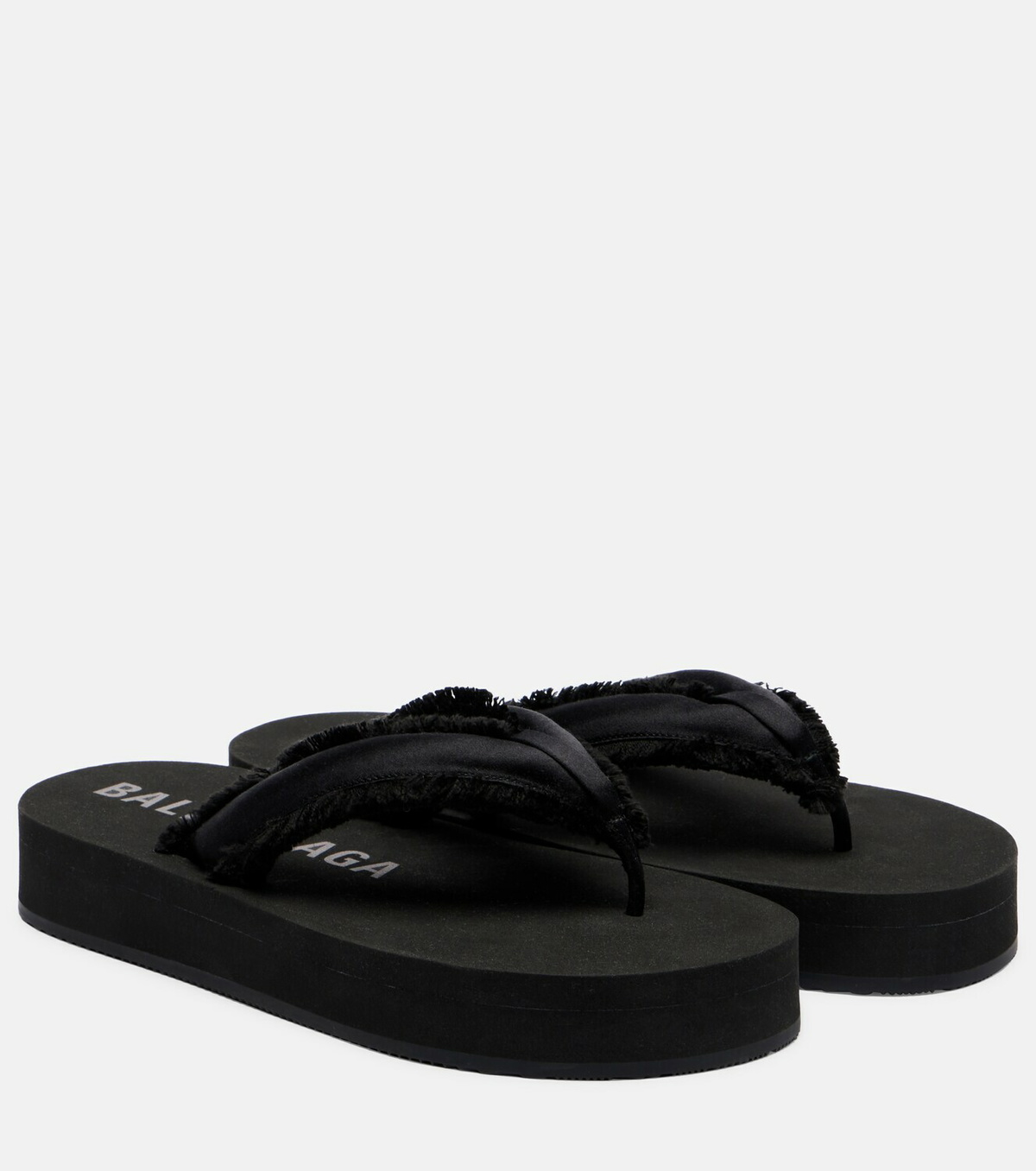 Balenciaga Cushy fringed satin platform thong sandals