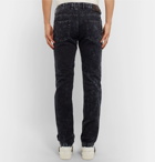 Lanvin - Slim-Fit Striped Bleached Denim Jeans - Men - Indigo