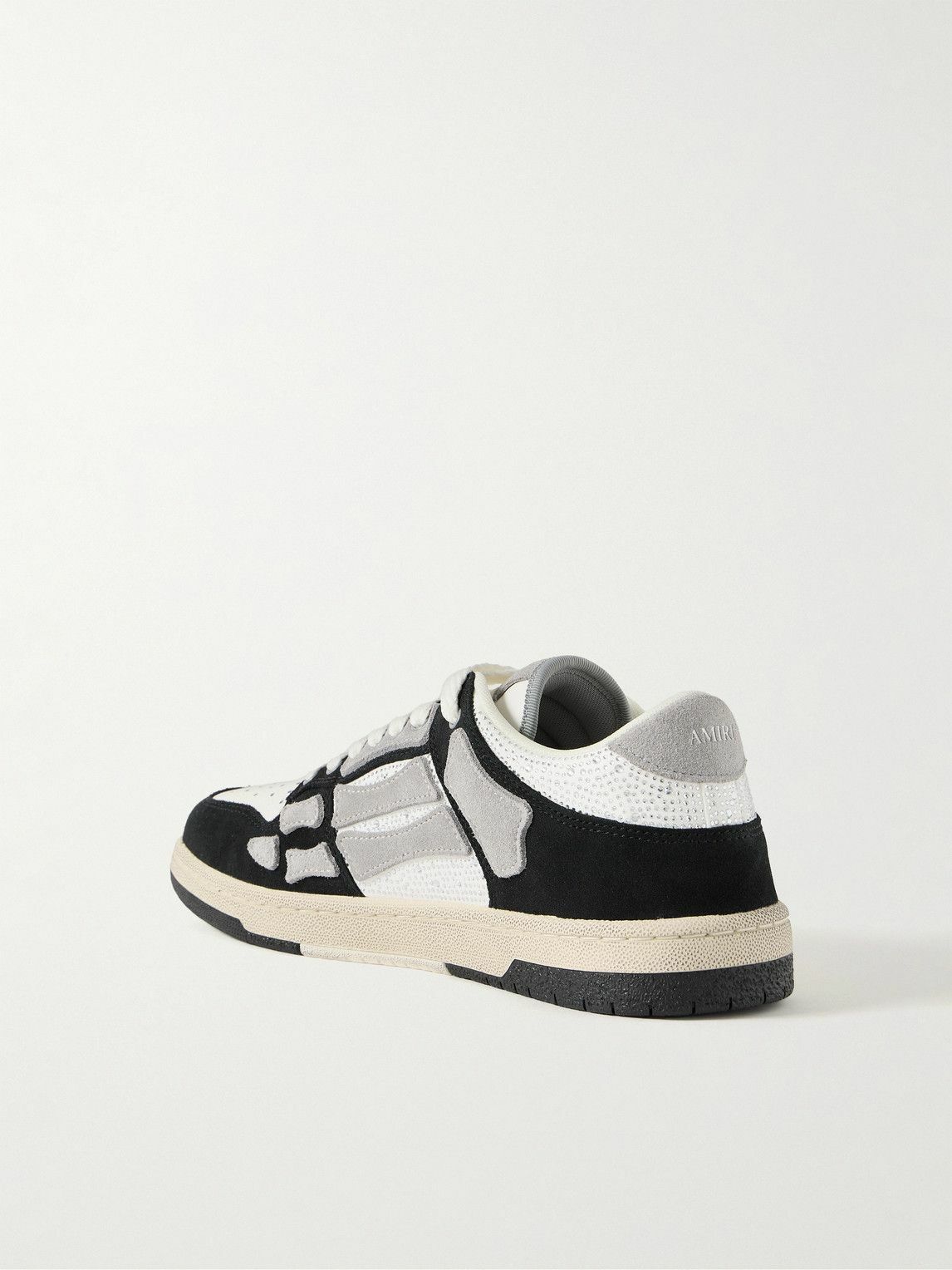 AMIRI - Skel-Top Suede-Trimmed Crystal-Embellished Leather Sneakers - Black