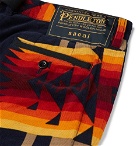 Sacai - Pendleton Slim-Fit Printed Cotton-Corduroy Trousers - Men - Navy