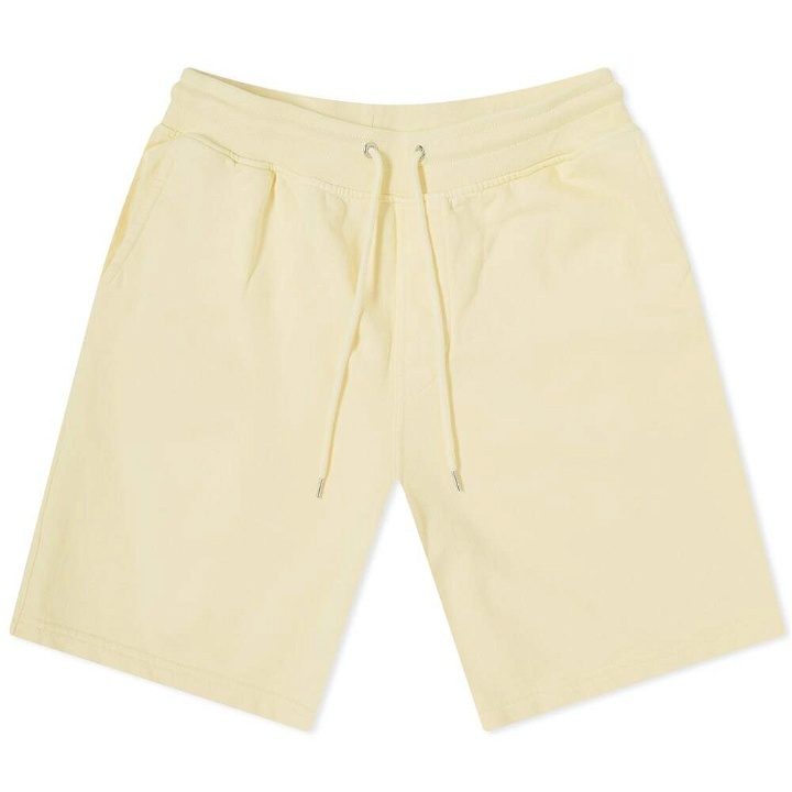 Photo: Colorful Standard Men's Classic Organic Sweat Short in Soft Yellow