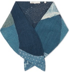 11.11/eleven eleven - Patchwork Embroidered Indigo-Dyed Cotton Scarf - Blue