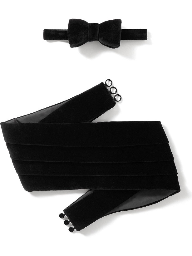 Photo: Favourbrook - Cotton-Velvet Self-Tie Bow Tie and Cummerbund Set