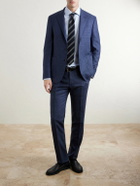 Canali - Travel Straight-Leg Wool, Silk and Linen-Blend Suit Trousers - Blue