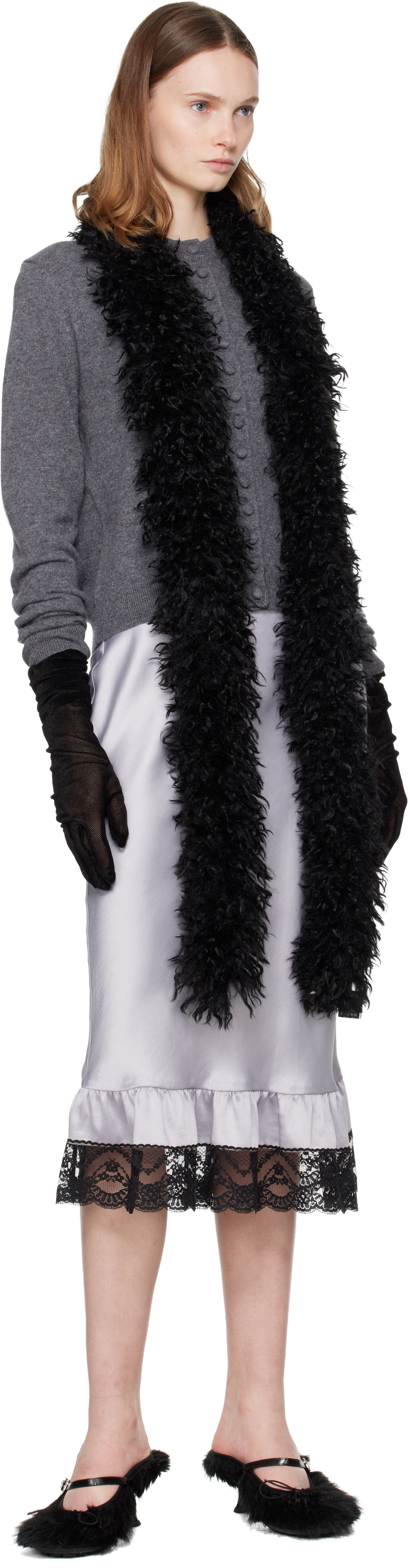 Anna Sui Black Faux-Fur Scarf