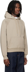 AMI Paris Beige Cotton Embossed Ami de Coeur Hoodie