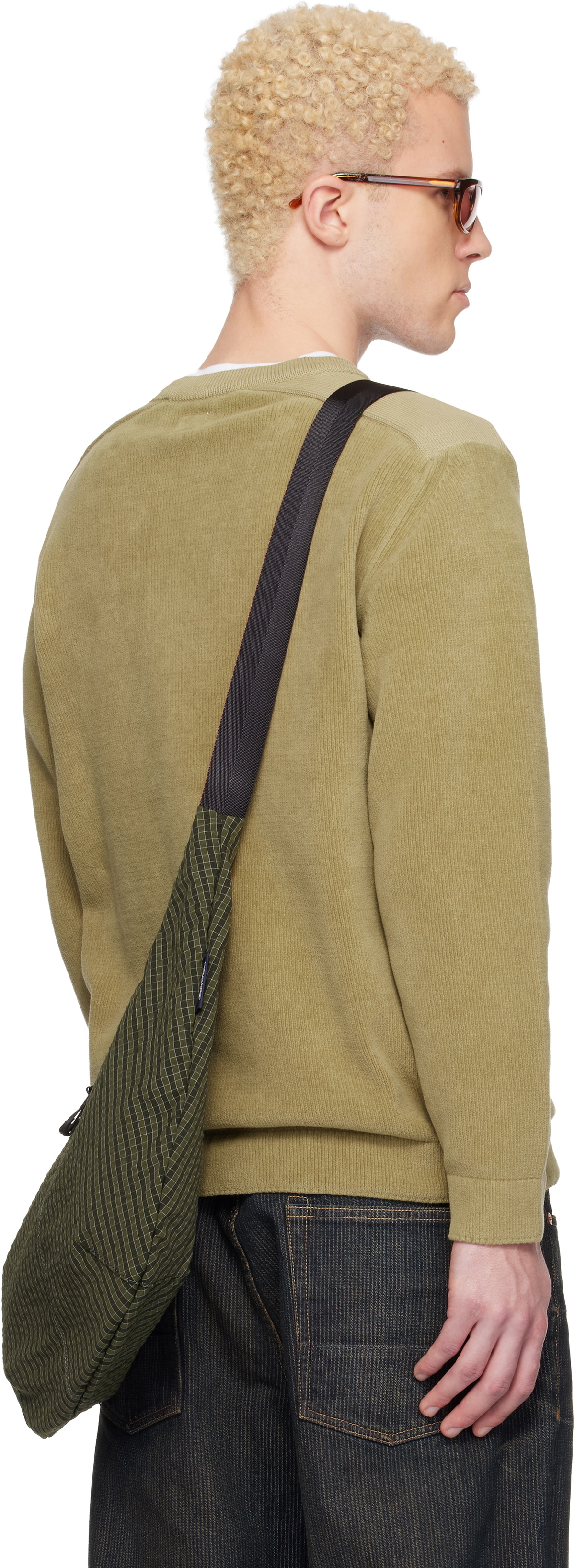 C.P. Company Beige Cotton Chenille Crewneck Lens Sweater