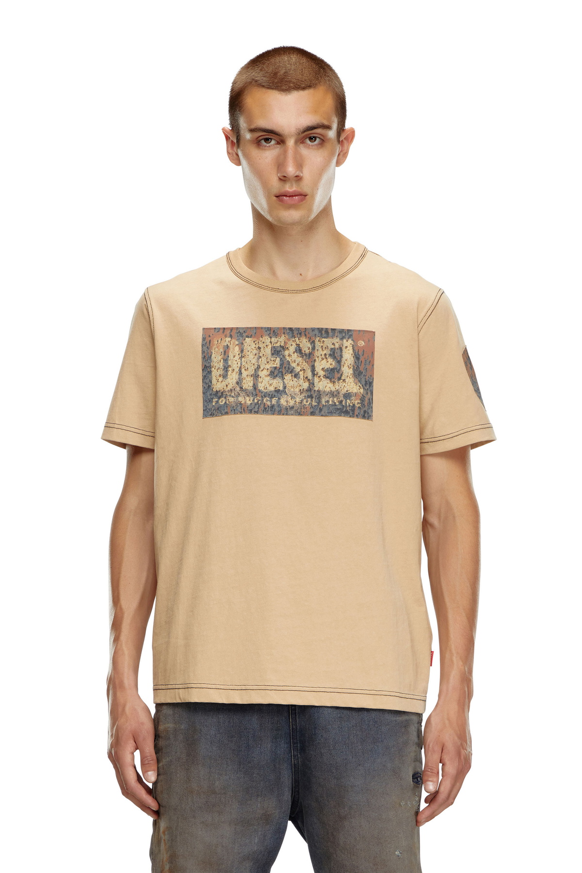 DIESEL 半袖Tシャツ イエロー/ブラウン グラフィック Diesel T-shirt with graphic patches - T-Shirts Mens in Brown Diesel