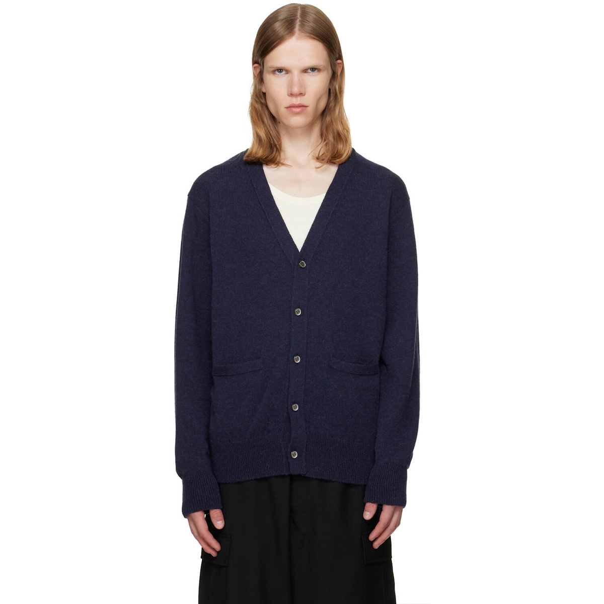 vowels Navy Alpaca Cardigan
