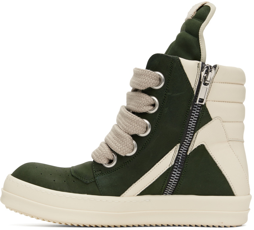 スニーカー RICK OWENS FOREST GREEN/MILK WHITE GEOBASKET SNEAKERS Rick Owens Green Geobasket Sneakers Rick Owens