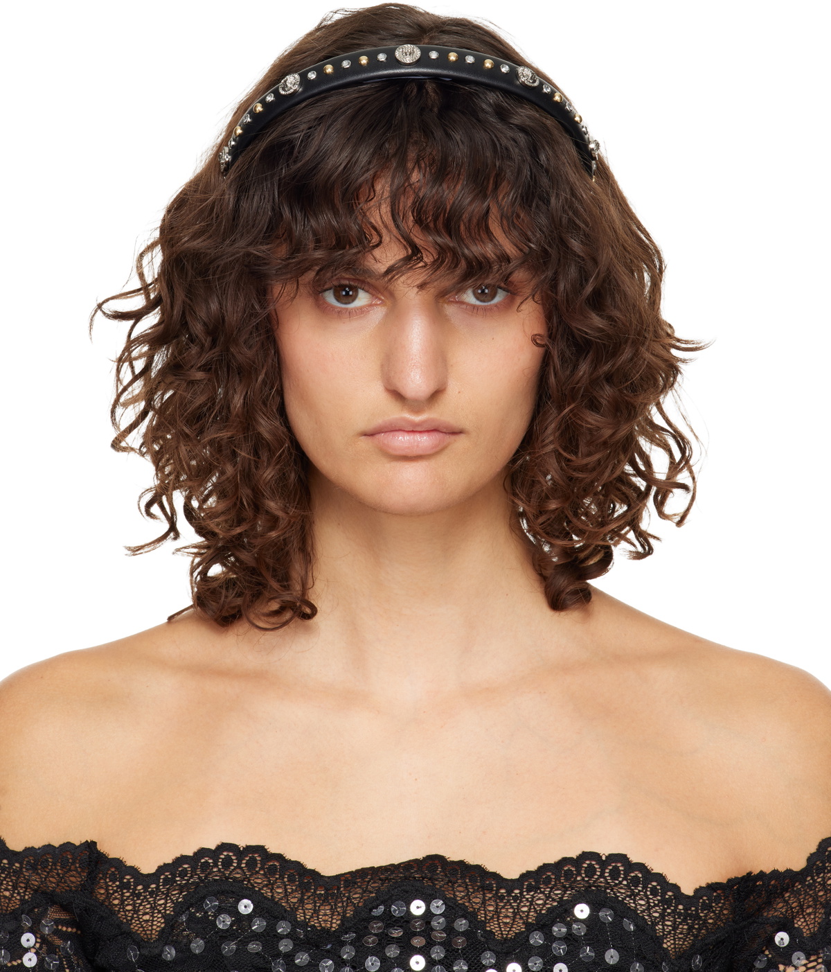 Versace Black Studded Headband