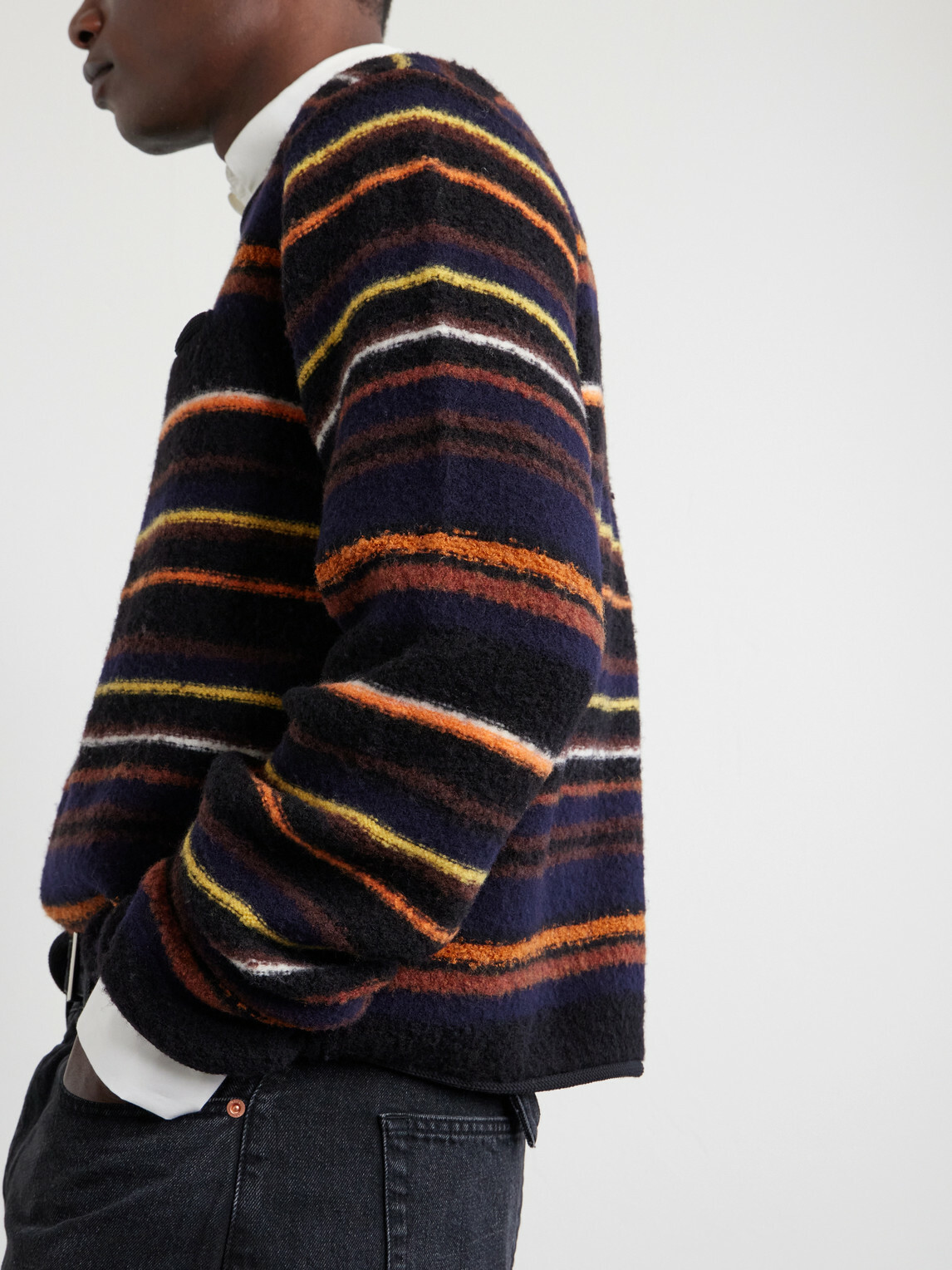Sacai - Striped Wool-Blend Sweater - Black