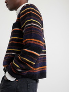 Sacai - Striped Wool-Blend Sweater - Black