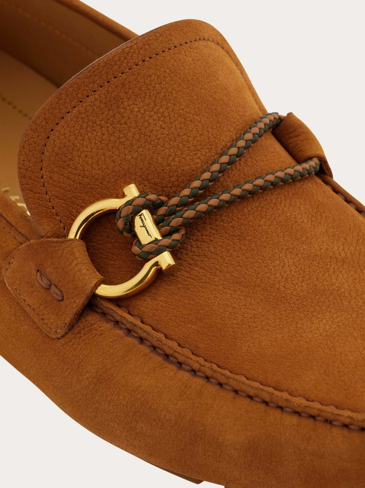 Ferragamo Mens Gancini ornament driver in Brown