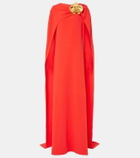 Oscar de la Renta Orchid embellished caped silk-blend gown
