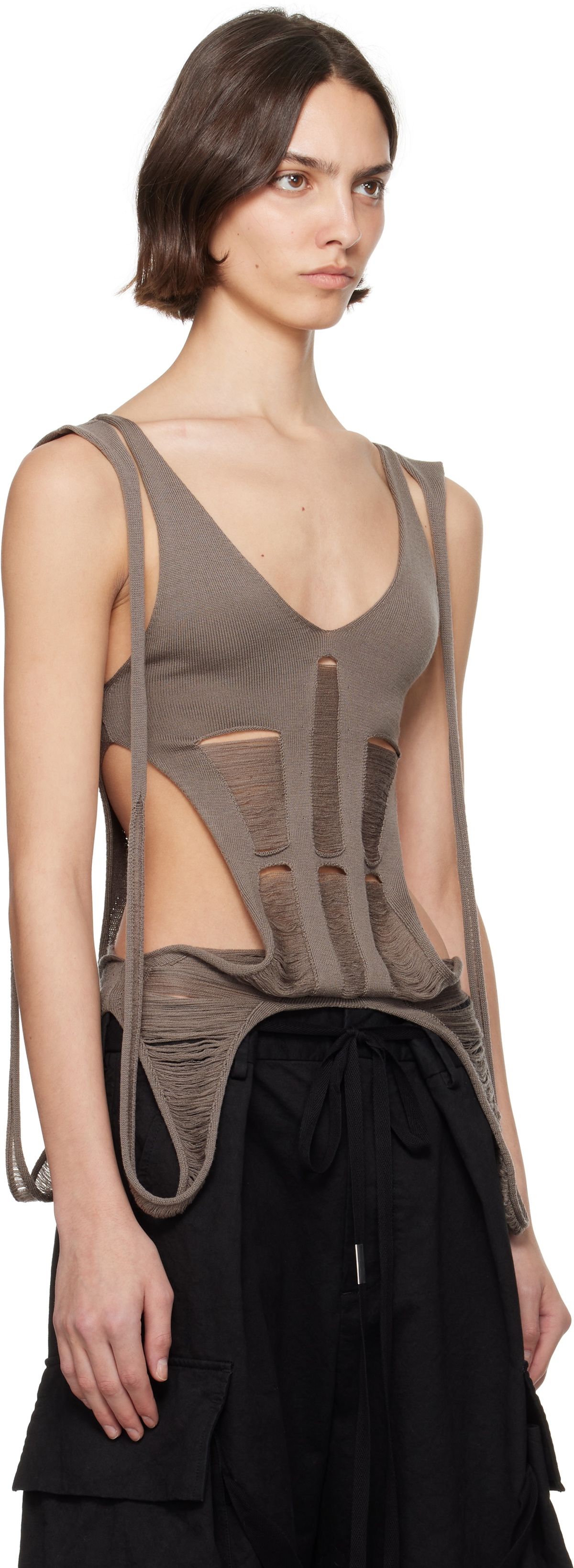 Rick Owens Gray Hollywood Tanja Long Tank Top Rick Owens