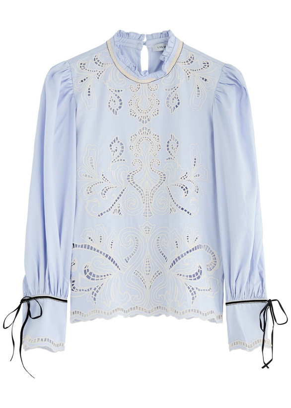 Photo: Lug Von Siga Keira Broderie Anglaise Cotton Poplin Blouse Blue