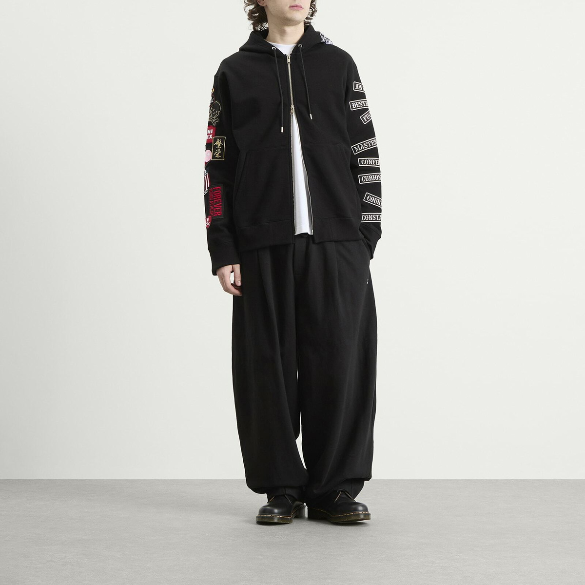 MASTERMIND WORLD Men's Multi Patched Zip-Up Hoodie in Black