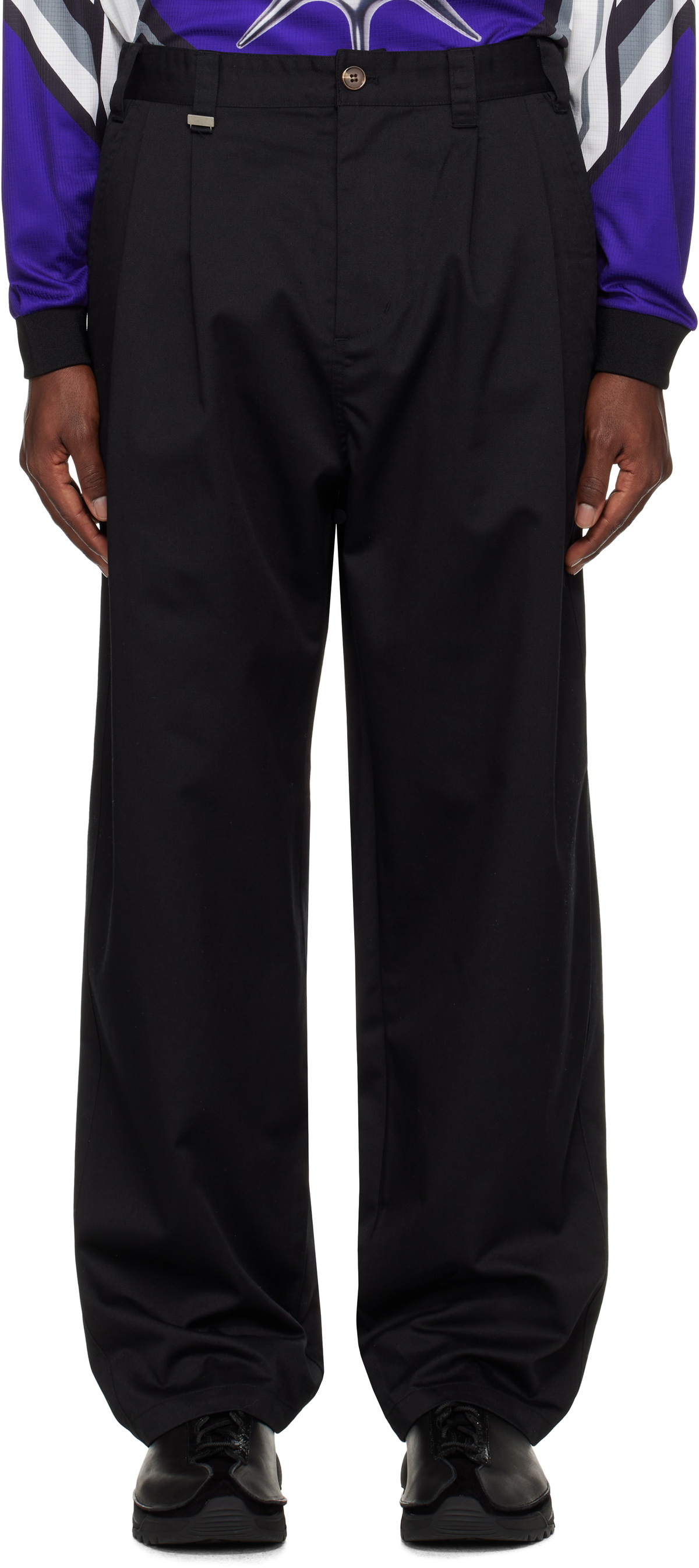 Metalwood Studio Black Elastic Waist Baggy Trousers