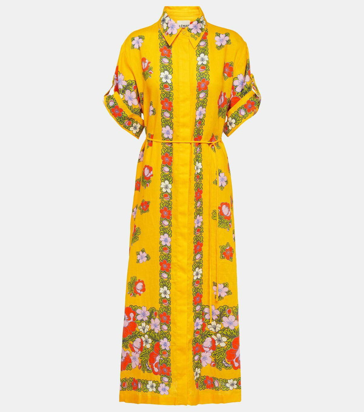 Almais Belted floral linen shirt dress ALMAIS