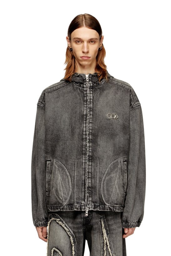 Photo: Diesel Hooded jacket in faded denim - Denim Jackets - Unisex - Black