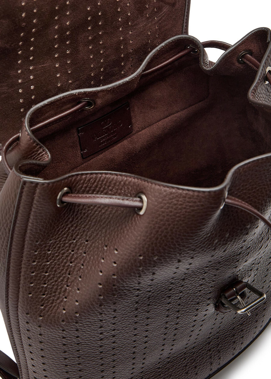 Valentino Garavani Antibes Perforated Leather Backpack - Brown - One Size