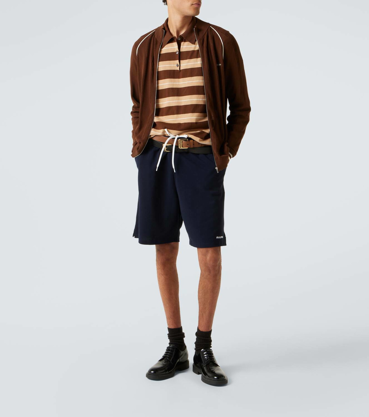 Miu Miu Knitted striped cotton polo sweater