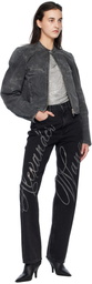 Alexander Wang Gray Crystal Hotfix Moto Denim Jacket